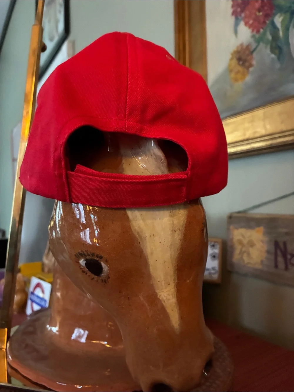 Disney Red Plaid Bow Kids Baseball Cap Adjustable back